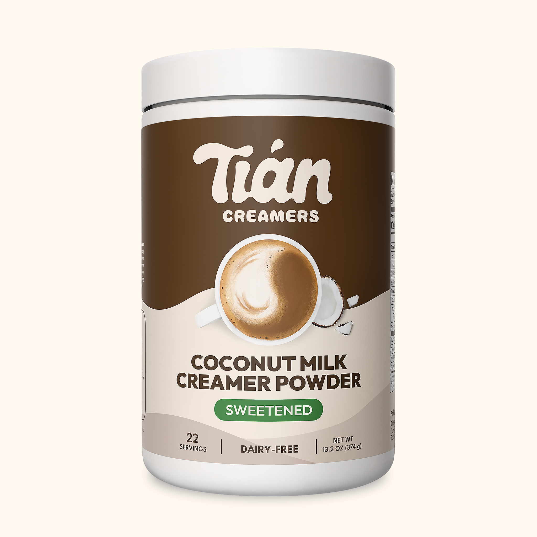 Tian Creamers Coconut Milk Creamer Powder – a dairy-free, plant-based creamer made from real coconut milk for a smooth, creamy texture.